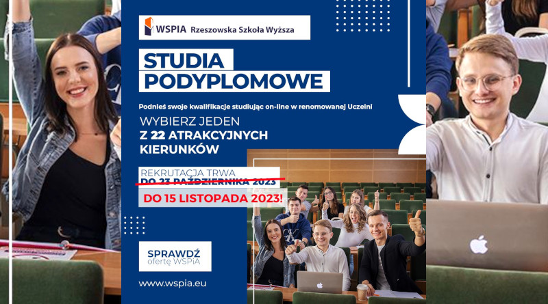 Przedłużona rekrutacja na studia podyplomowe – WSPiA Rzeszowska Szkoła Wyższa
